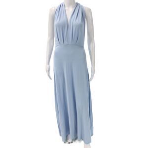 Hotel Particulier Women Maxi Halter Blue Tie Waist Dress Size S